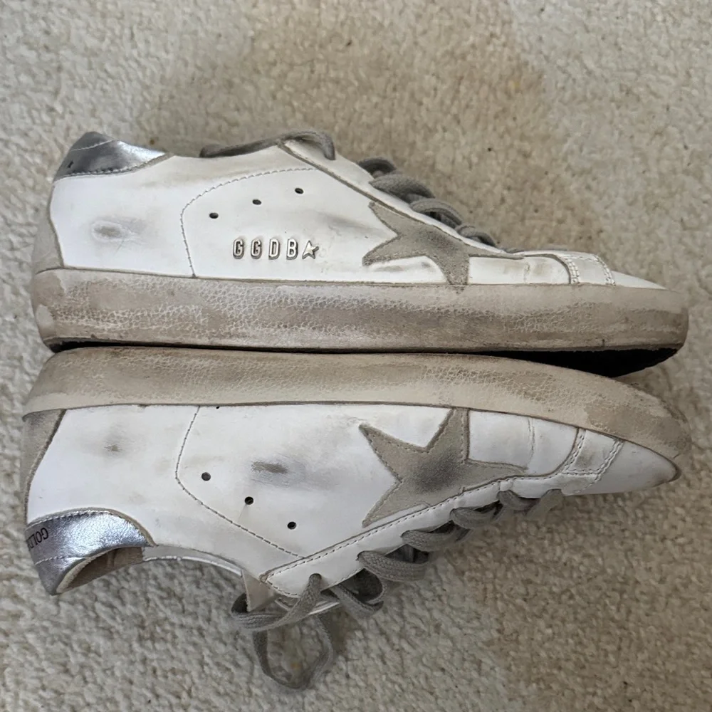Golden Goose Superstar White Leather Low-Top Sneakers with Gray Silver size 6 - Picture 7 of 8